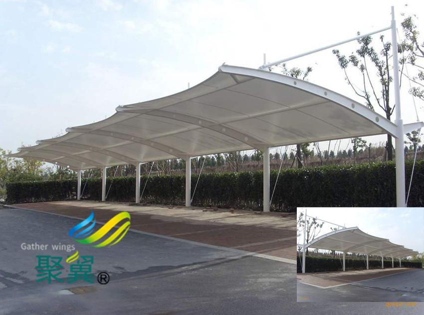 膜結(jié)構(gòu)車棚張拉膜性能與汽車停車棚優(yōu)點